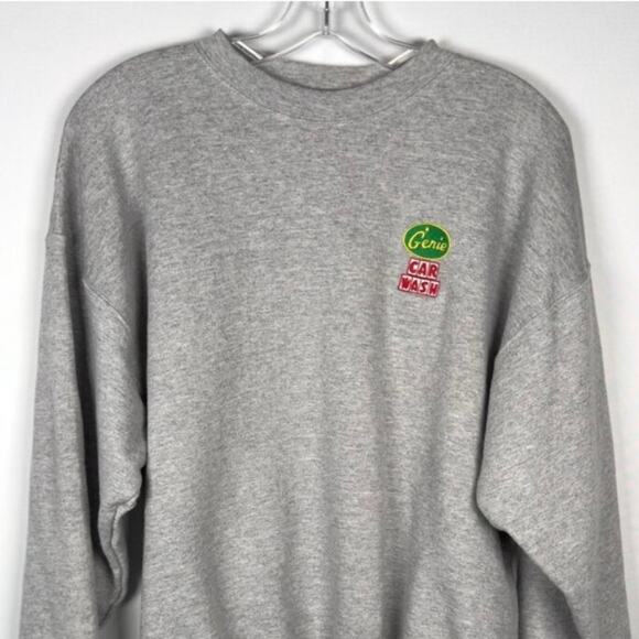 Vintage Hanes Genie Car Wash Cotton Gray Crewneck Casual Sweatshirt Men's Size L - Picture 1 of 6